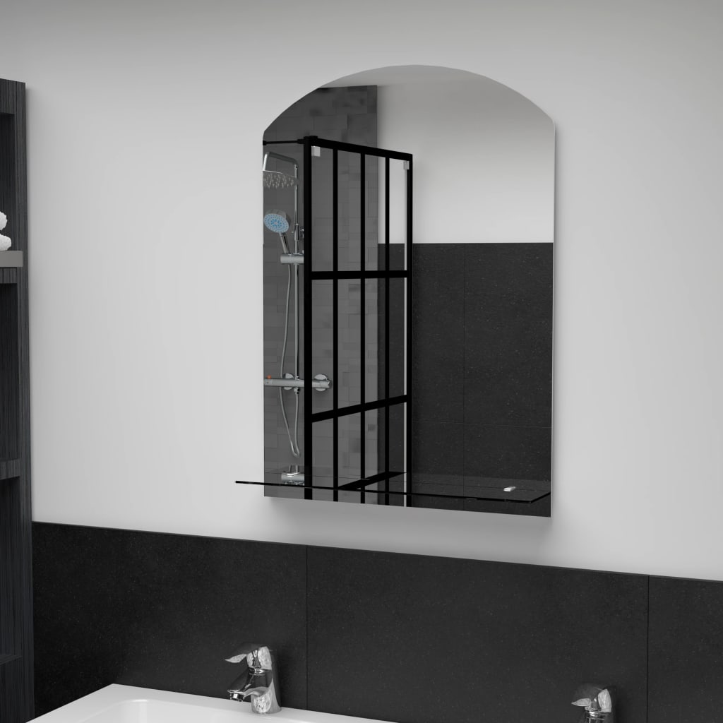 Miroir mural avec étagère 50×70 cm Verre trempé