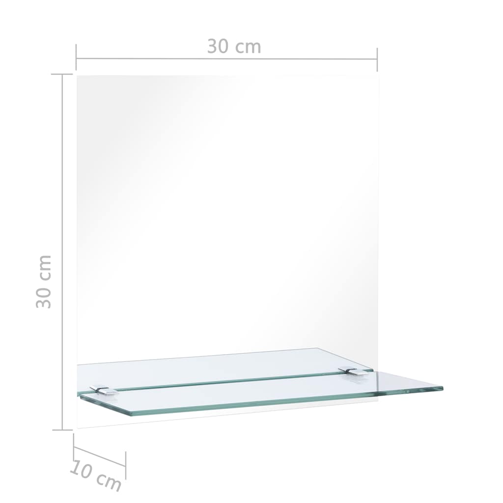 Wall Mirror with Shelf 30×30 cm Tempered Glass