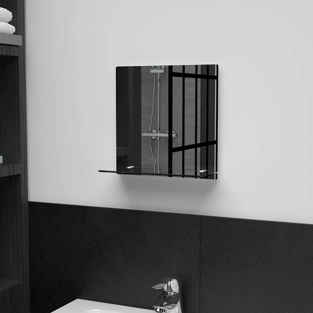 Wall Mirror with Shelf 30×30 cm Tempered Glass