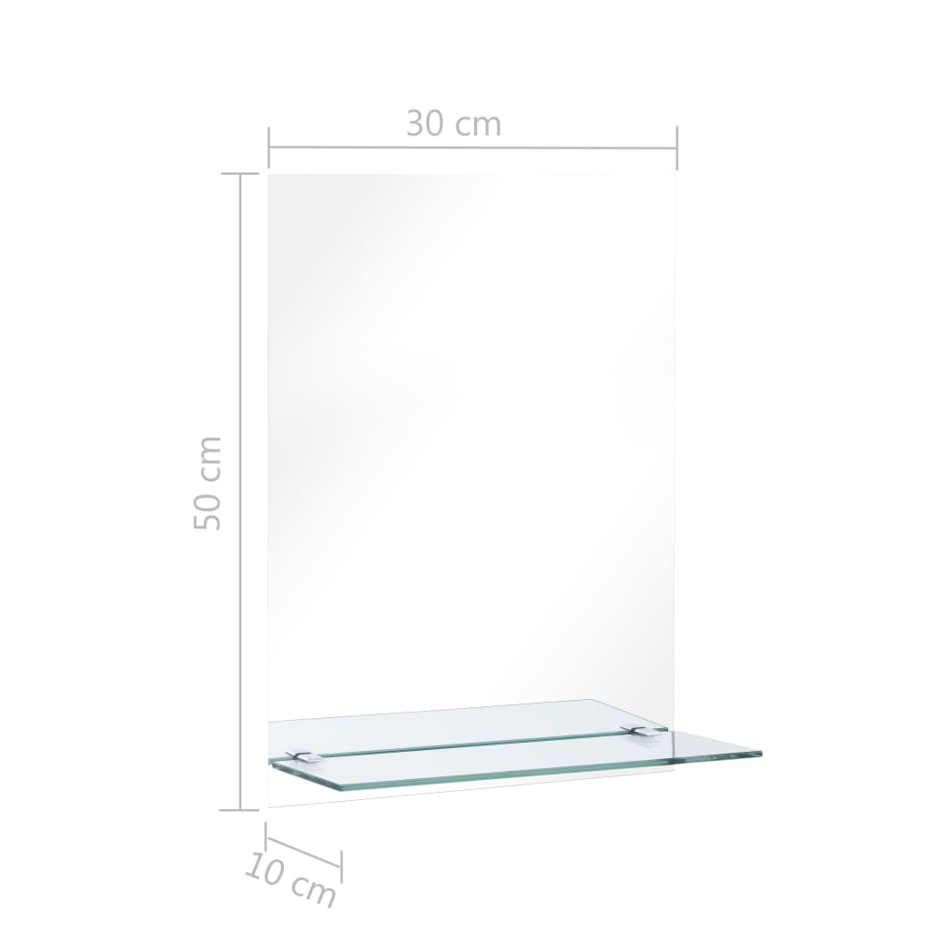 Wall Mirror with Shelf 30×50 cm Toughened Glass