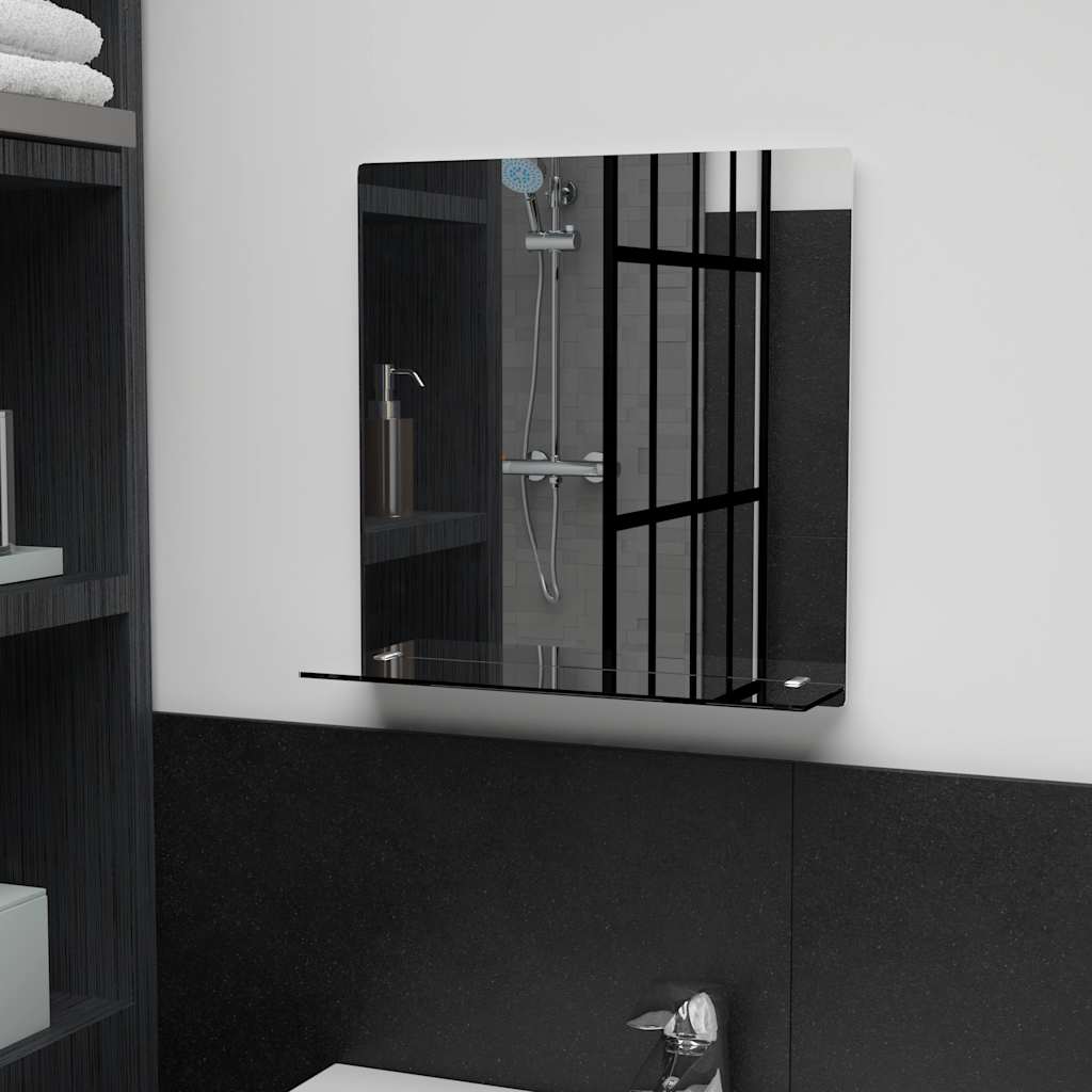 Wall mirror with shelf 40x40 cm Tempered glass