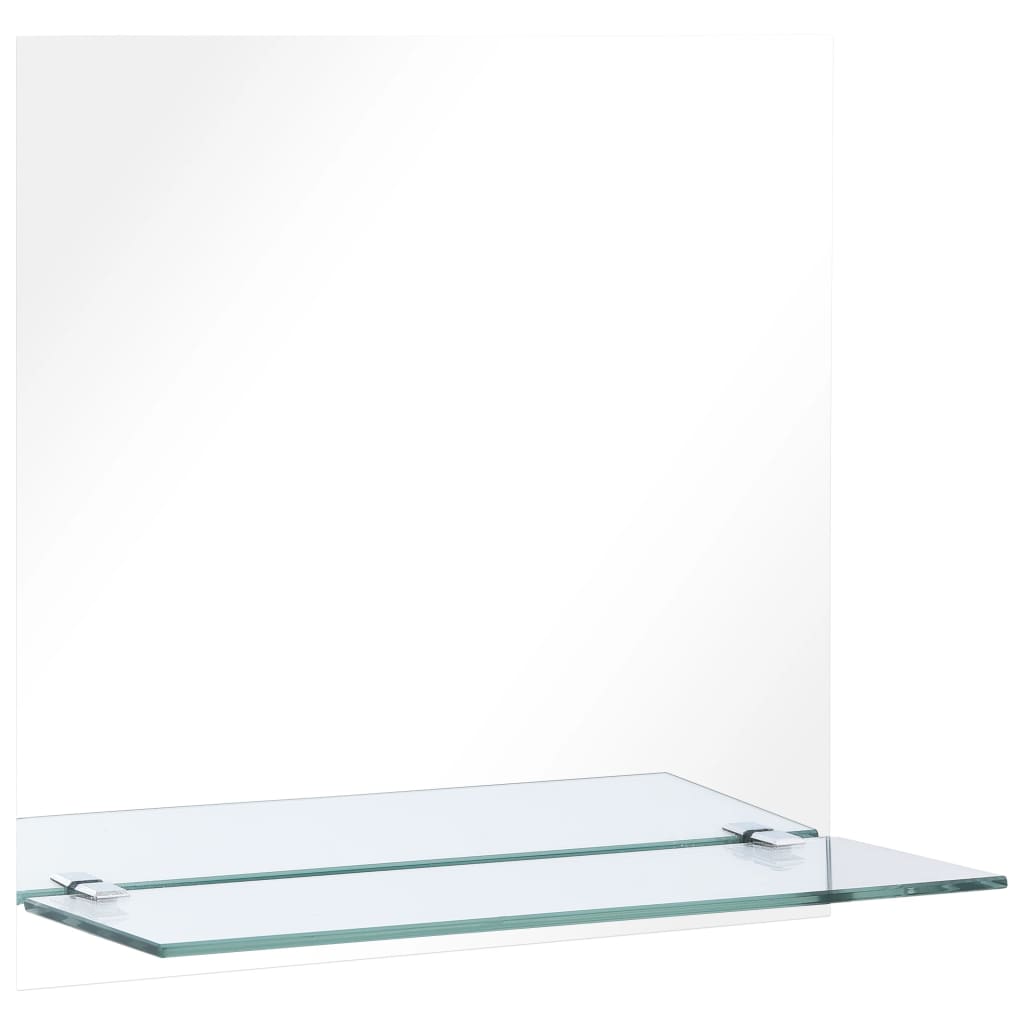 Miroir mural avec étagère 50×50 cm Verre trempé