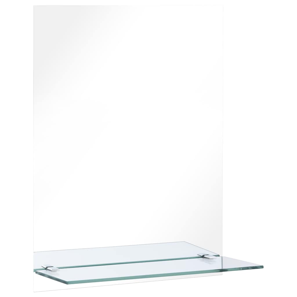 Wall Mirror with Shelf 50×70 cm Tempered Glass