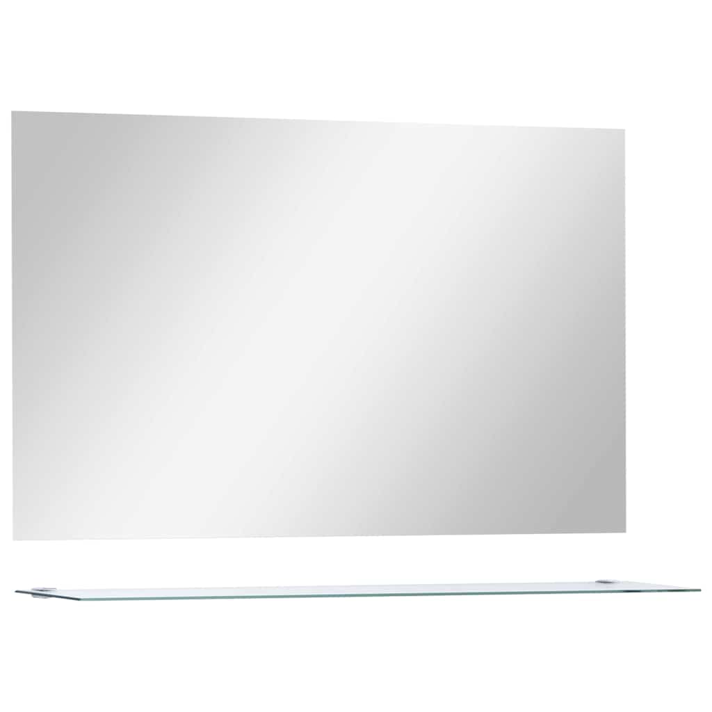 Wall mirror with shelf 100×60 cm Tempered glass