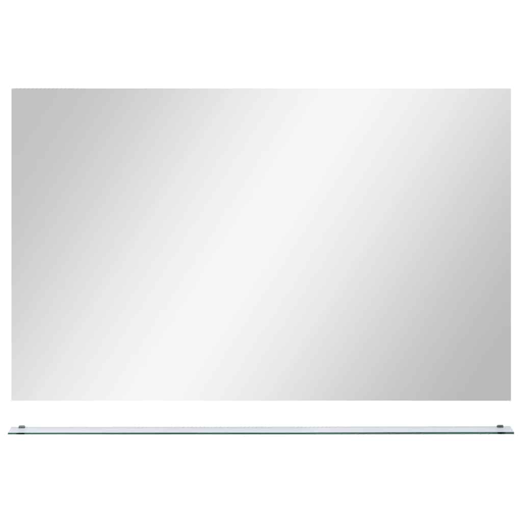 Wall mirror with shelf 100×60 cm Tempered glass