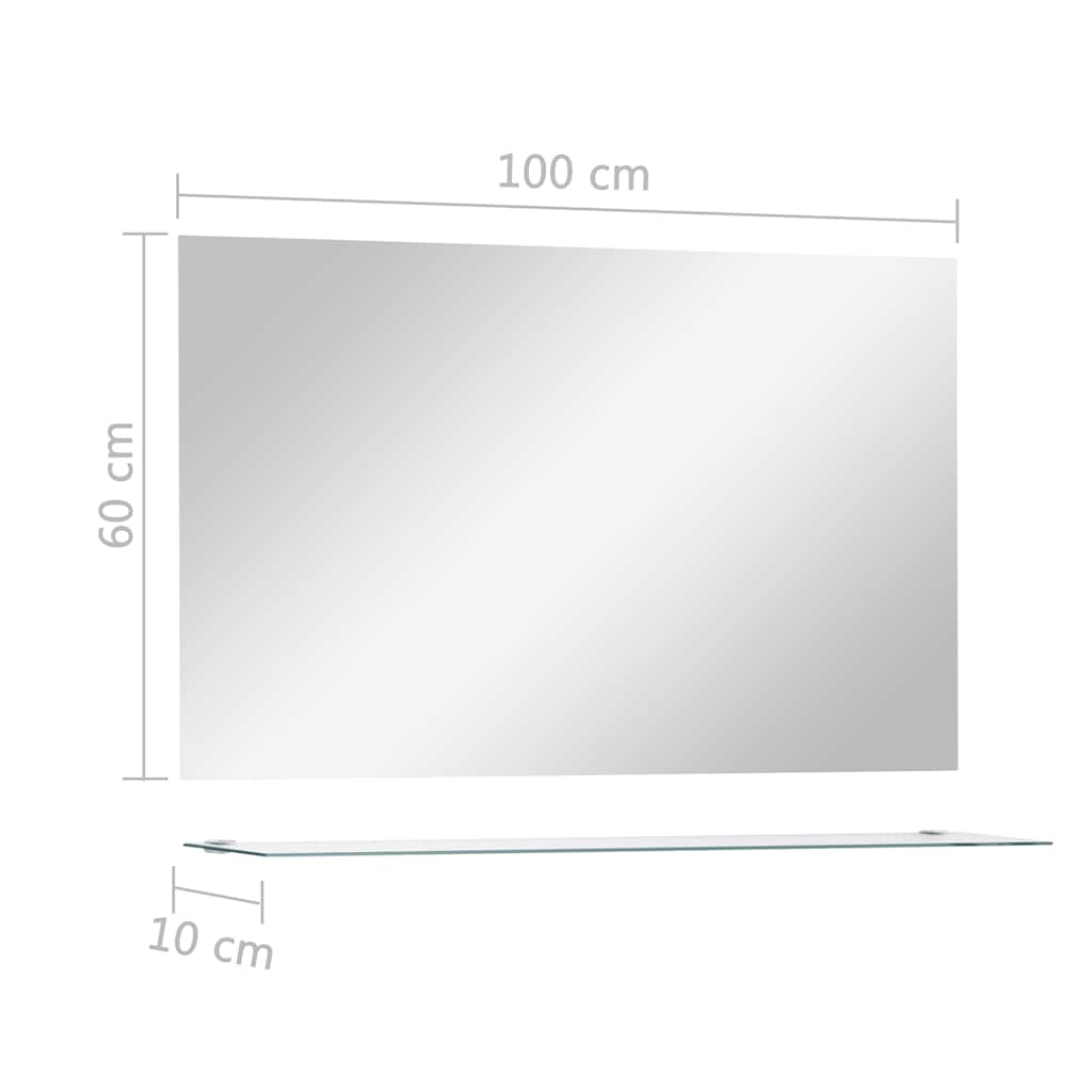 Wall mirror with shelf 100×60 cm Tempered glass