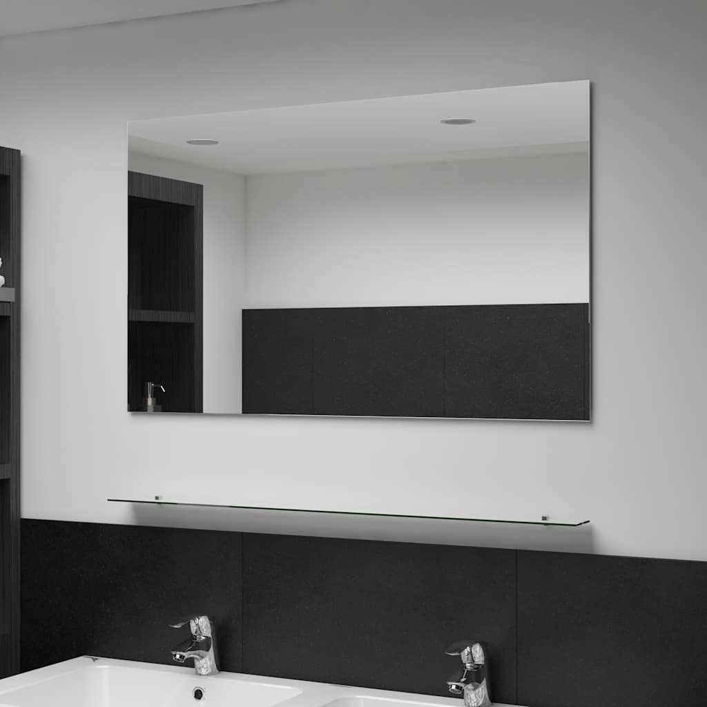 Wall mirror with shelf 100×60 cm Tempered glass
