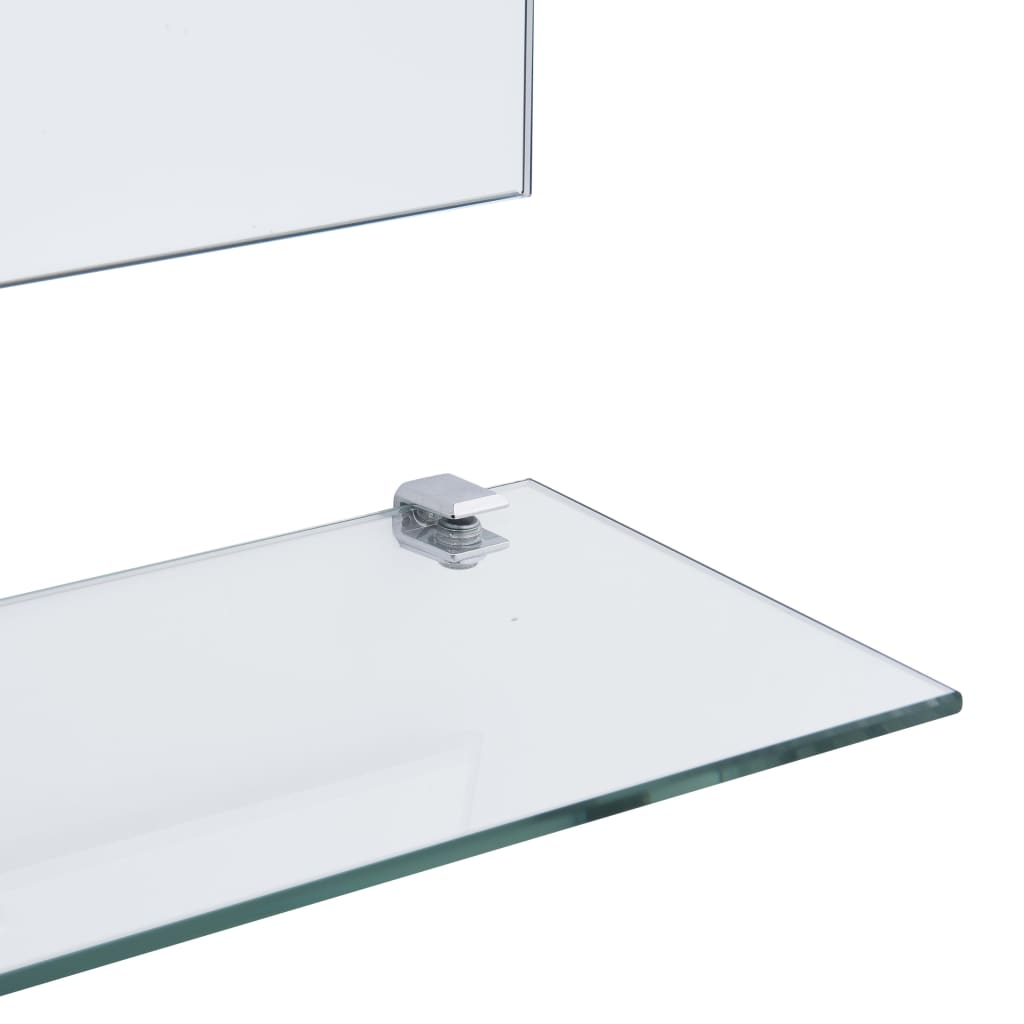 Wall mirror with 5 shelves, silver, 100×60 cm
