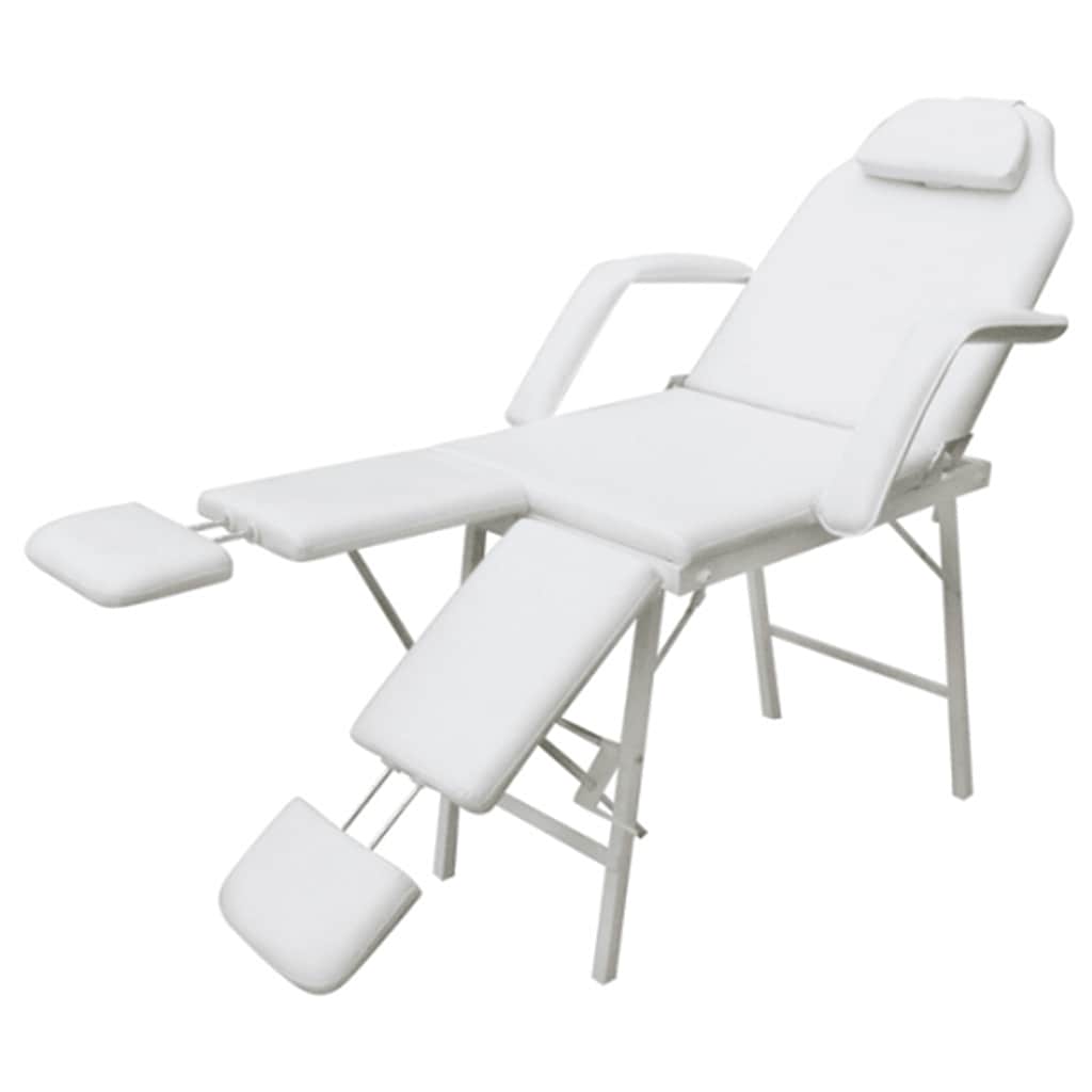 Chaise cosmétique portable en similicuir 185×78×76 cm Blanc