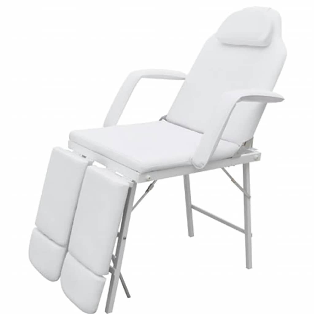 Chaise cosmétique portable en similicuir 185×78×76 cm Blanc