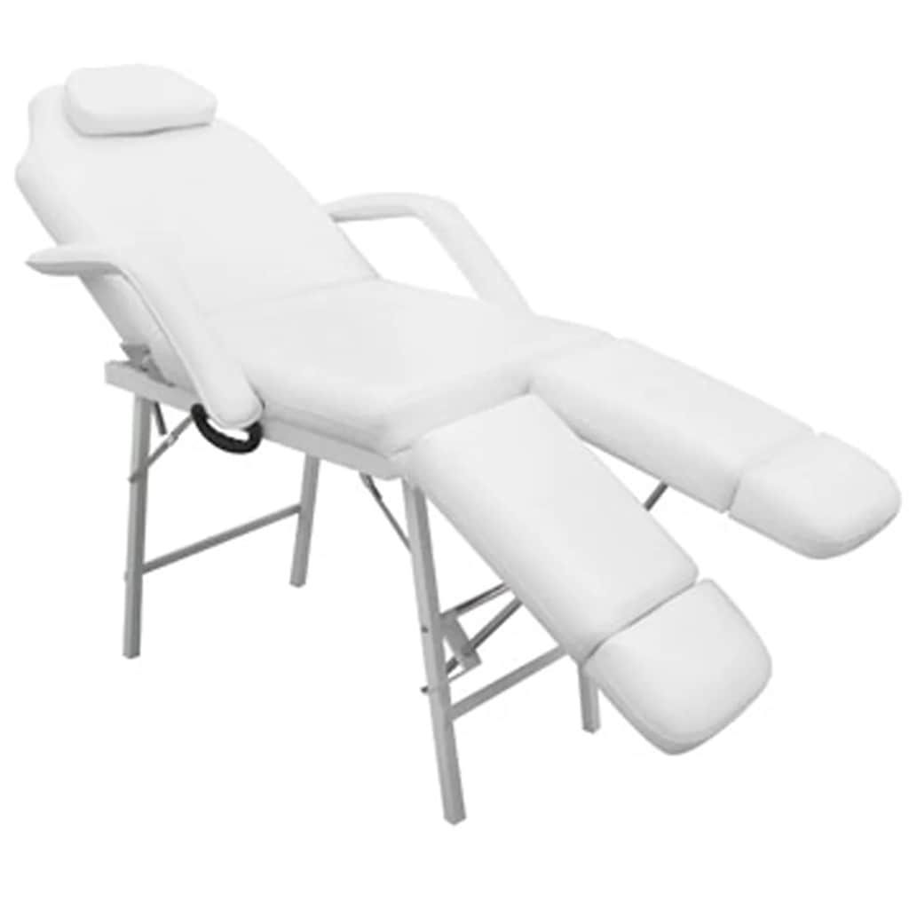 Chaise cosmétique portable en similicuir 185×78×76 cm Blanc