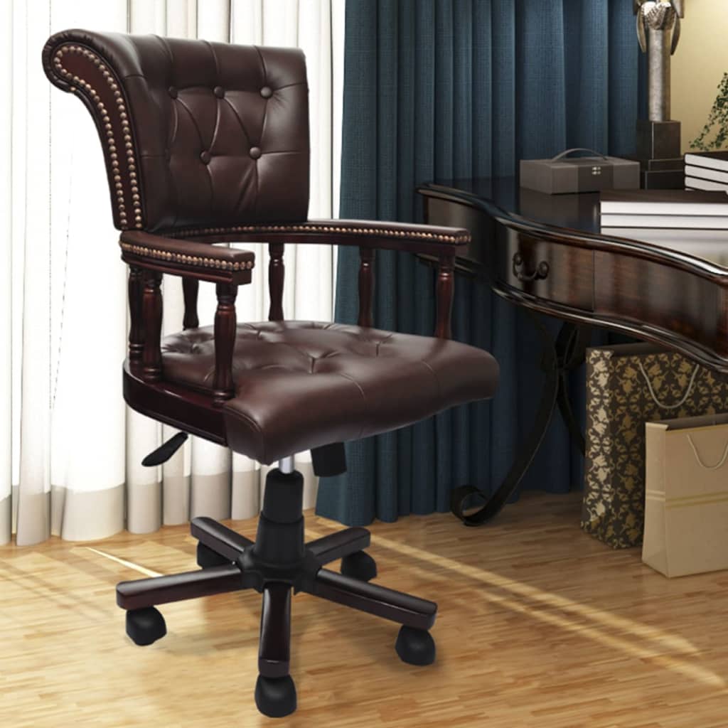 Chaise de bureau pivotante marron