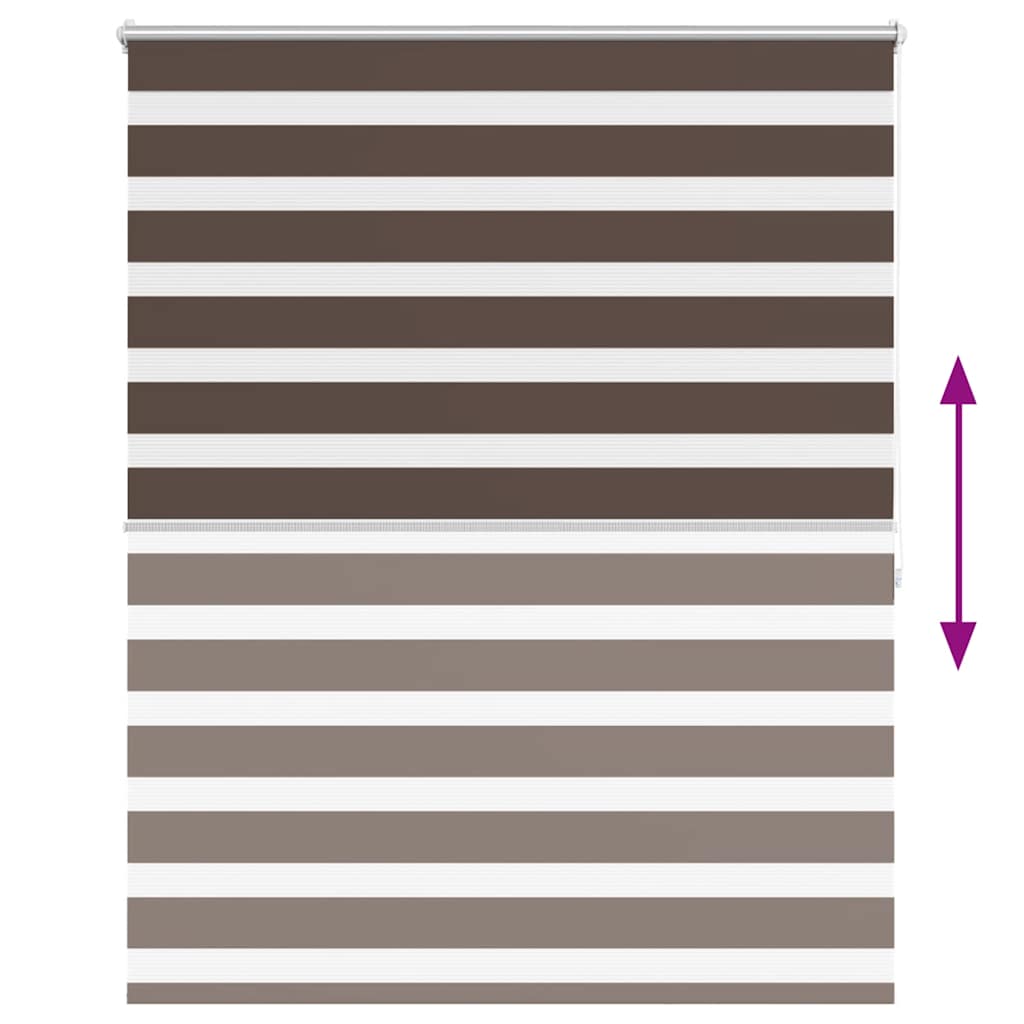 Store enrouleur zébré 120,9 x 175 cm, largeur du tissu 116,7 cm, marron café
