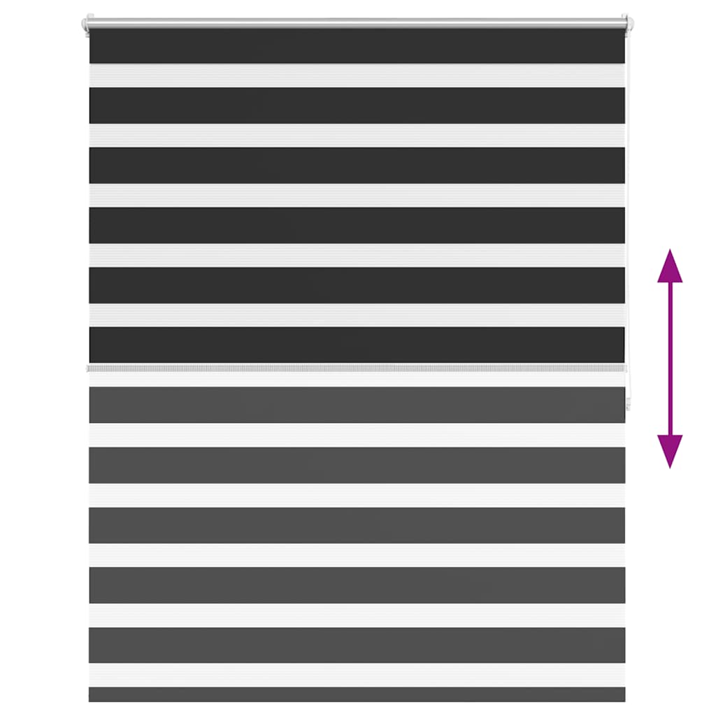 Store enrouleur zébré 140,9 x 175 cm, largeur du tissu 136,7 cm, noir