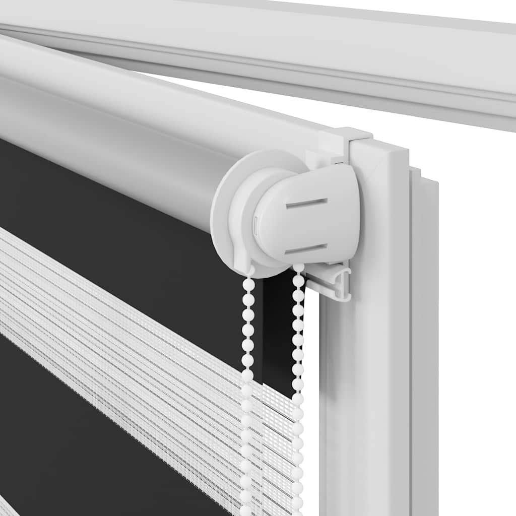 Store enrouleur zébré 140,9 x 175 cm, largeur du tissu 136,7 cm, noir