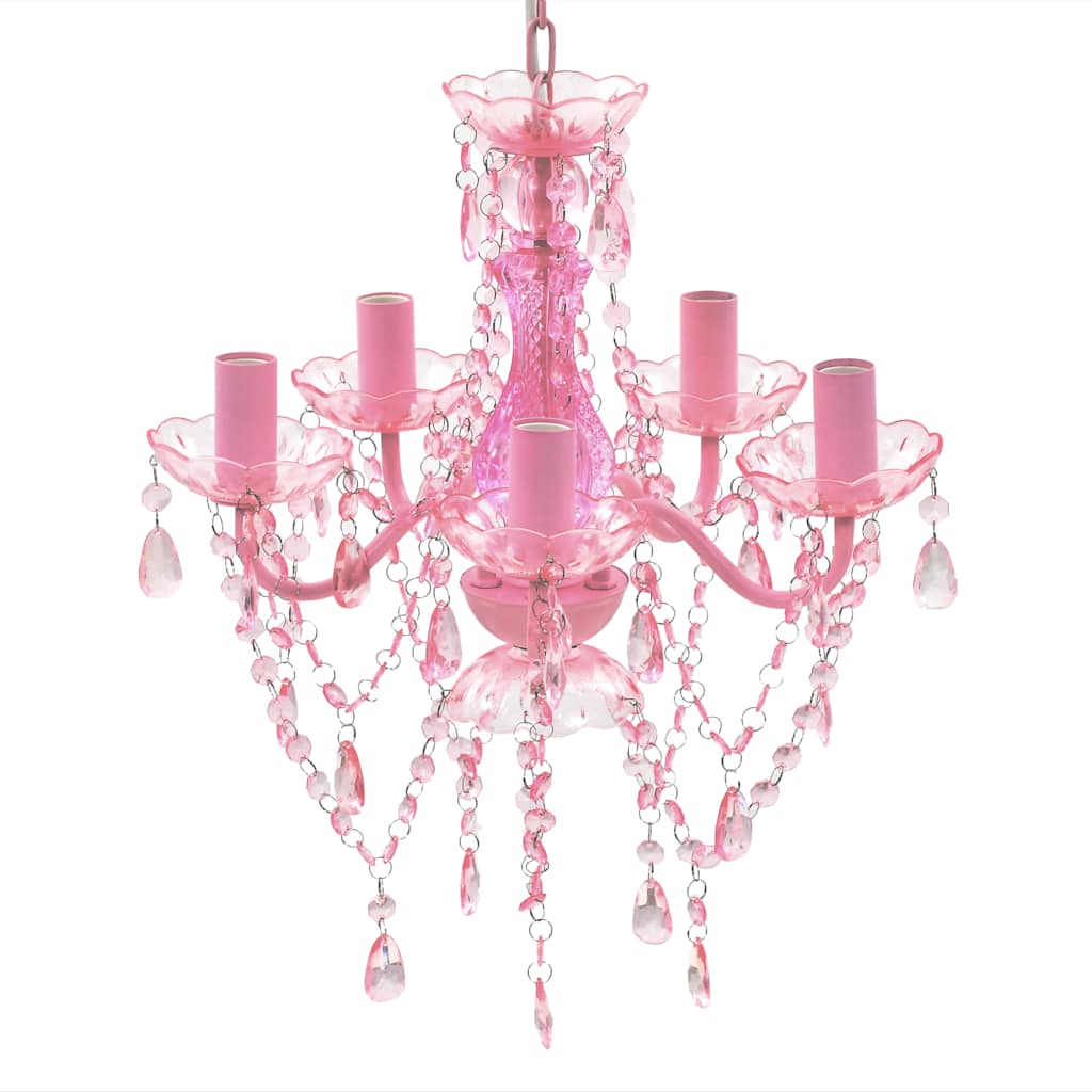 Chandelier 5 Bulbs Pink