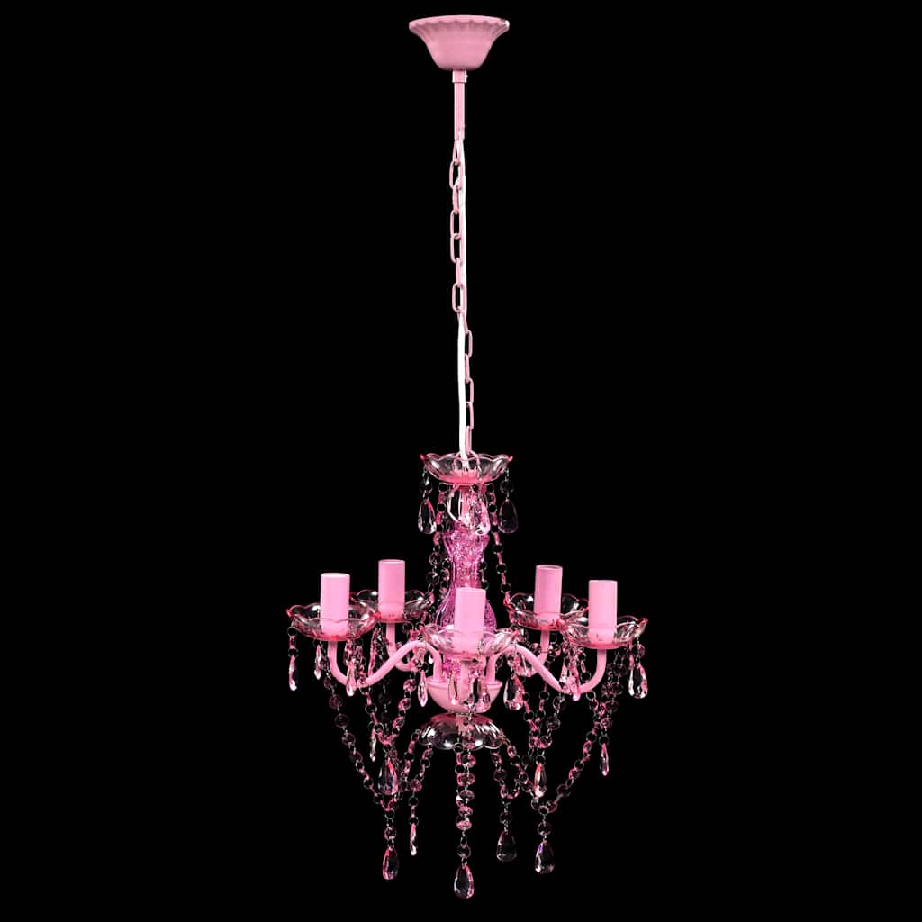 Chandelier 5 Bulbs Pink