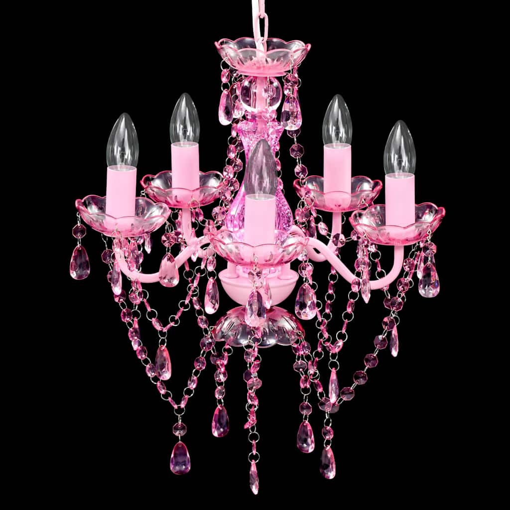 Chandelier 5 Bulbs Pink