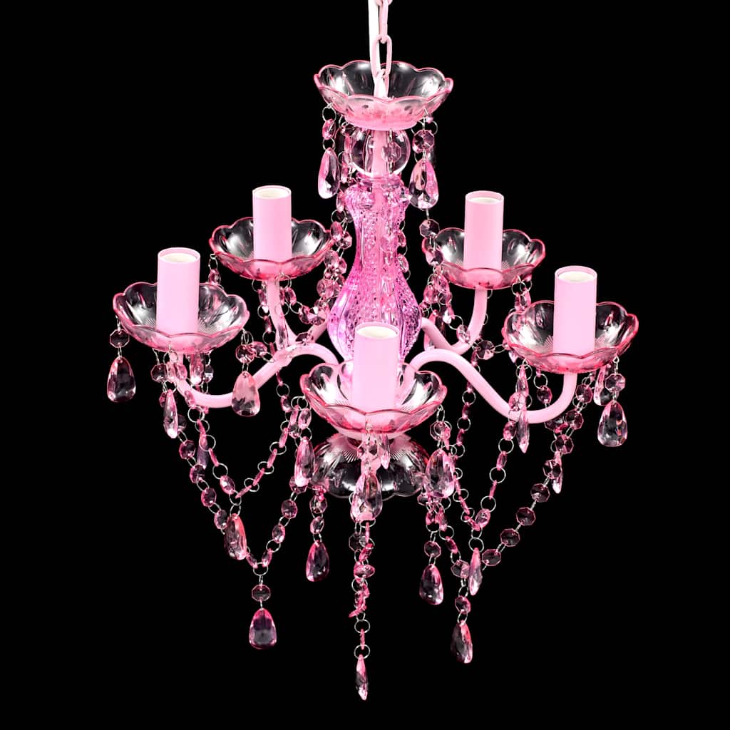 Chandelier 5 Bulbs Pink