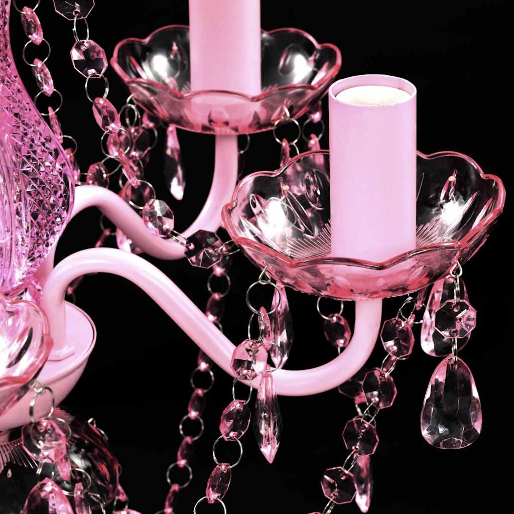 Chandelier 5 Bulbs Pink