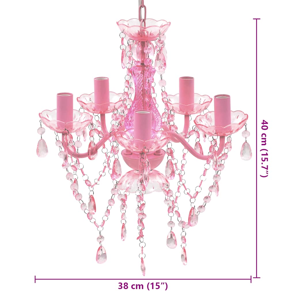 Chandelier 5 Bulbs Pink