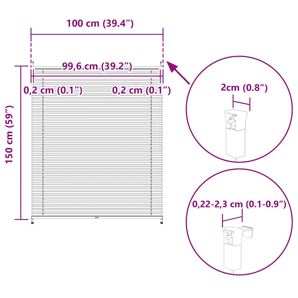 Store plissé 100x150cm Blanc