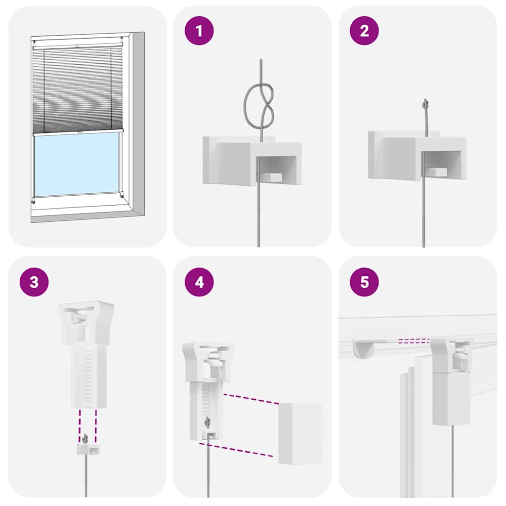 Pleated Blind Roller Blind Venetian Blind Clamp-On 90x125cm Cream