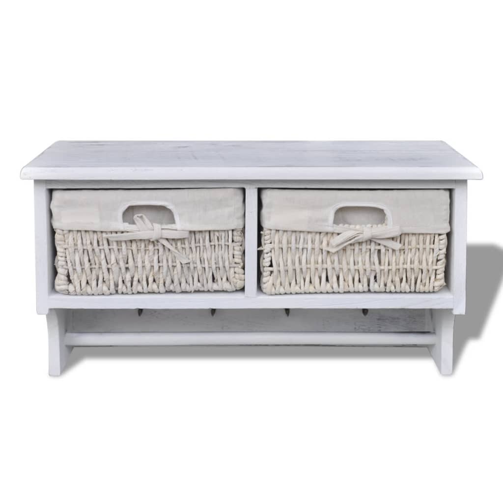 Étagère murale blanche 60x23,5x33 cm Bois de paulownia