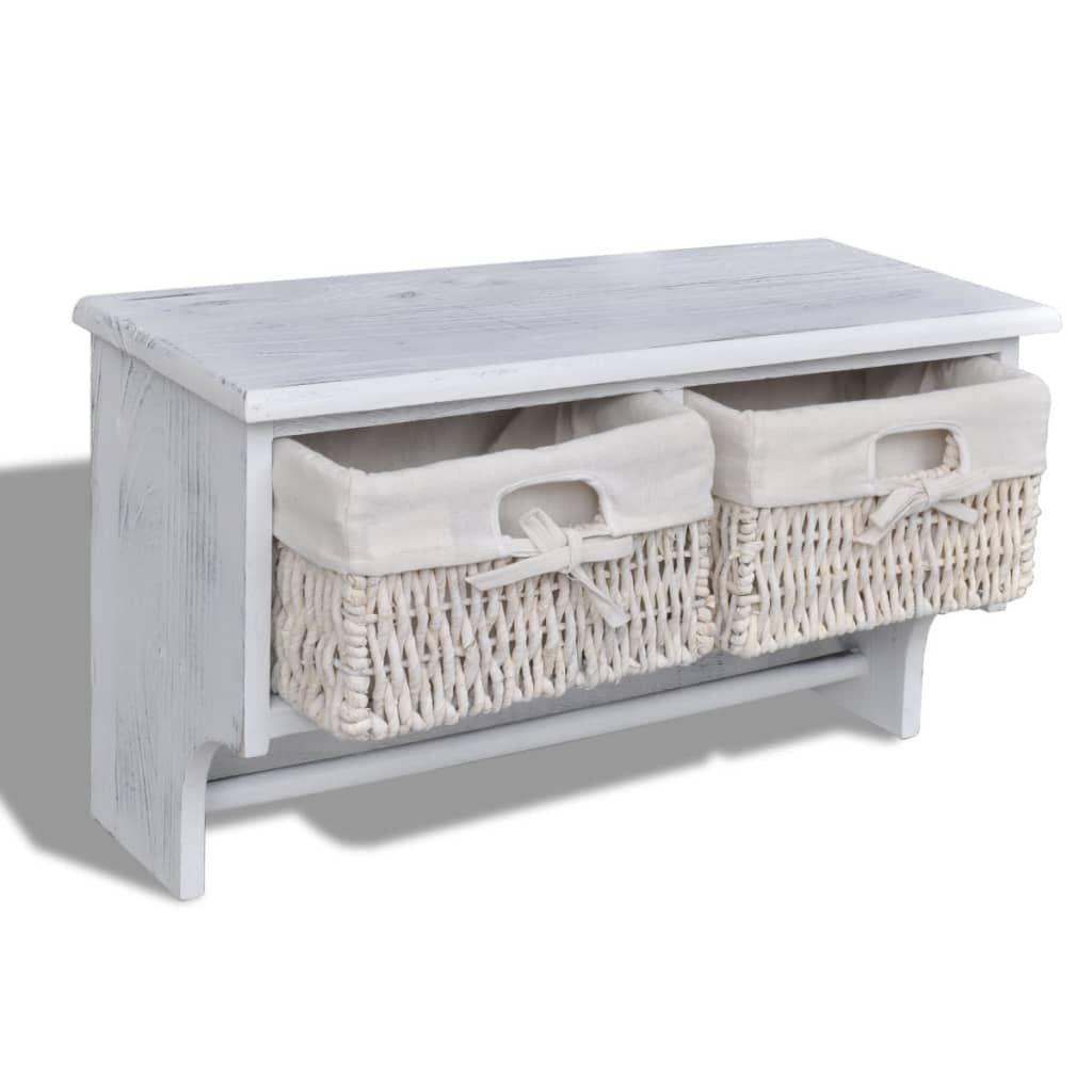 Étagère murale blanche 60x23,5x33 cm Bois de paulownia