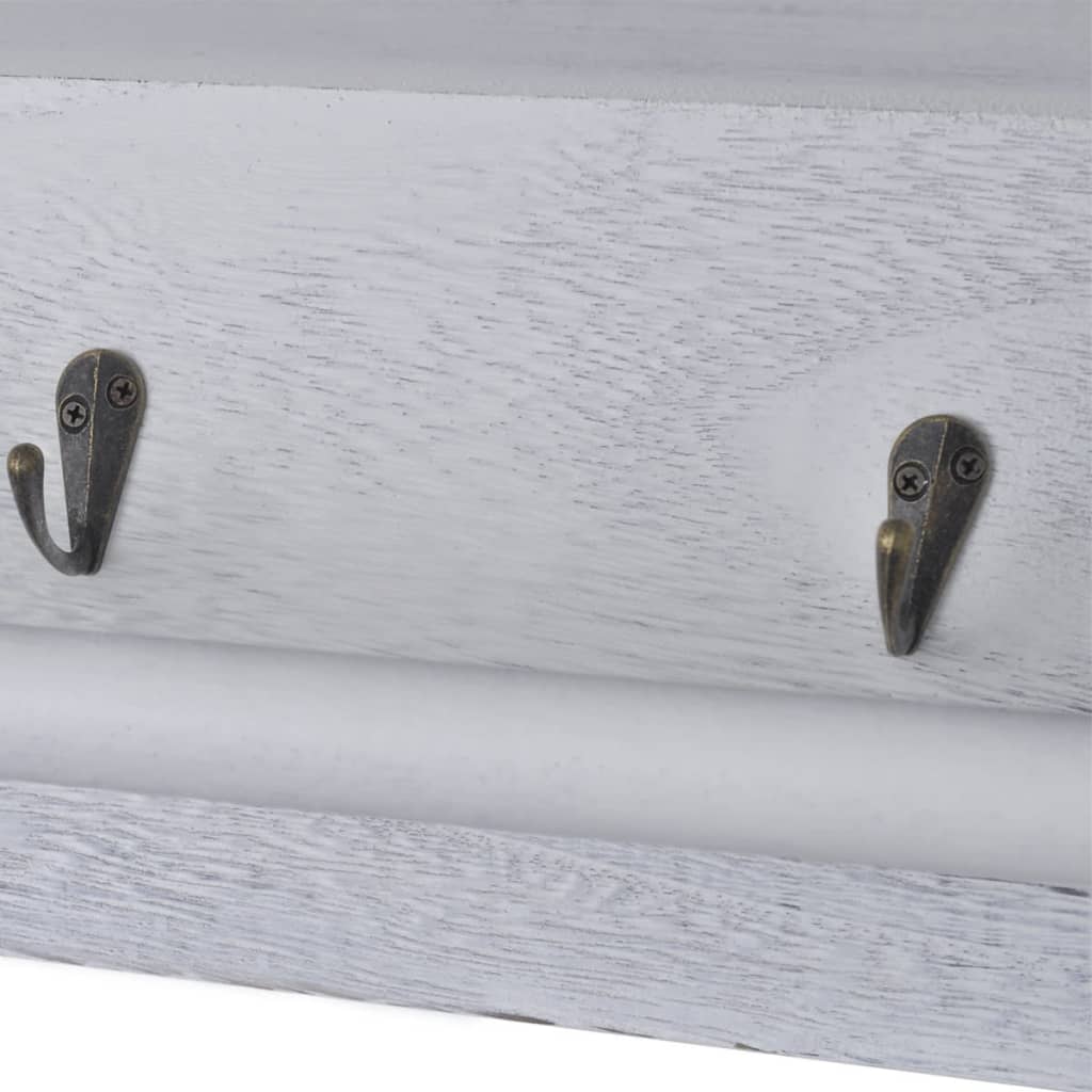 Étagère murale blanche 60x23,5x33 cm Bois de paulownia