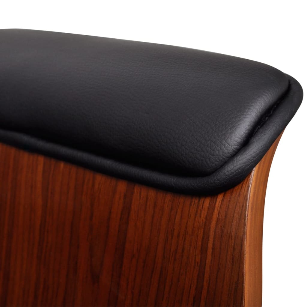 Fauteuil pivotant en bois courbé et similicuir