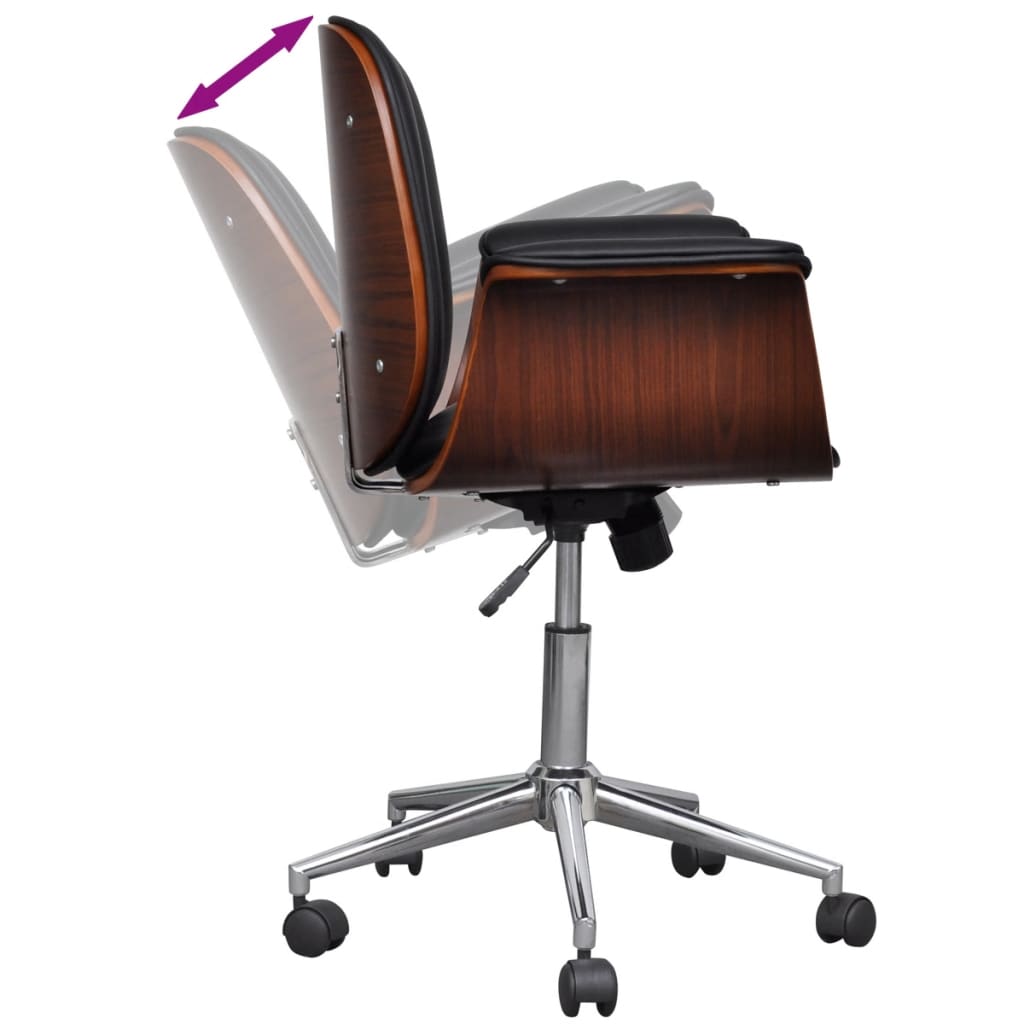 Fauteuil pivotant en bois courbé et similicuir