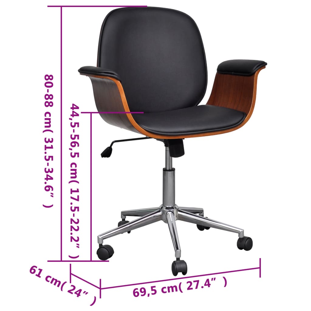 Fauteuil pivotant en bois courbé et similicuir