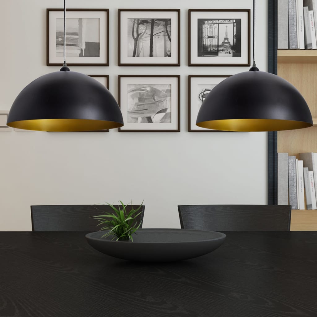 Ceiling light 2 pcs. Height adjustable Hemispherical Black