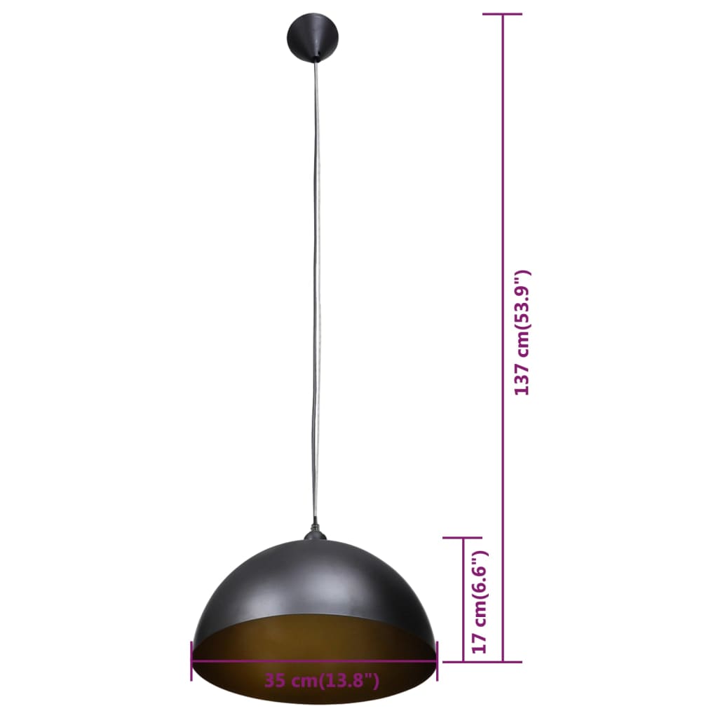 Ceiling light 2 pcs. Height adjustable Hemispherical Black
