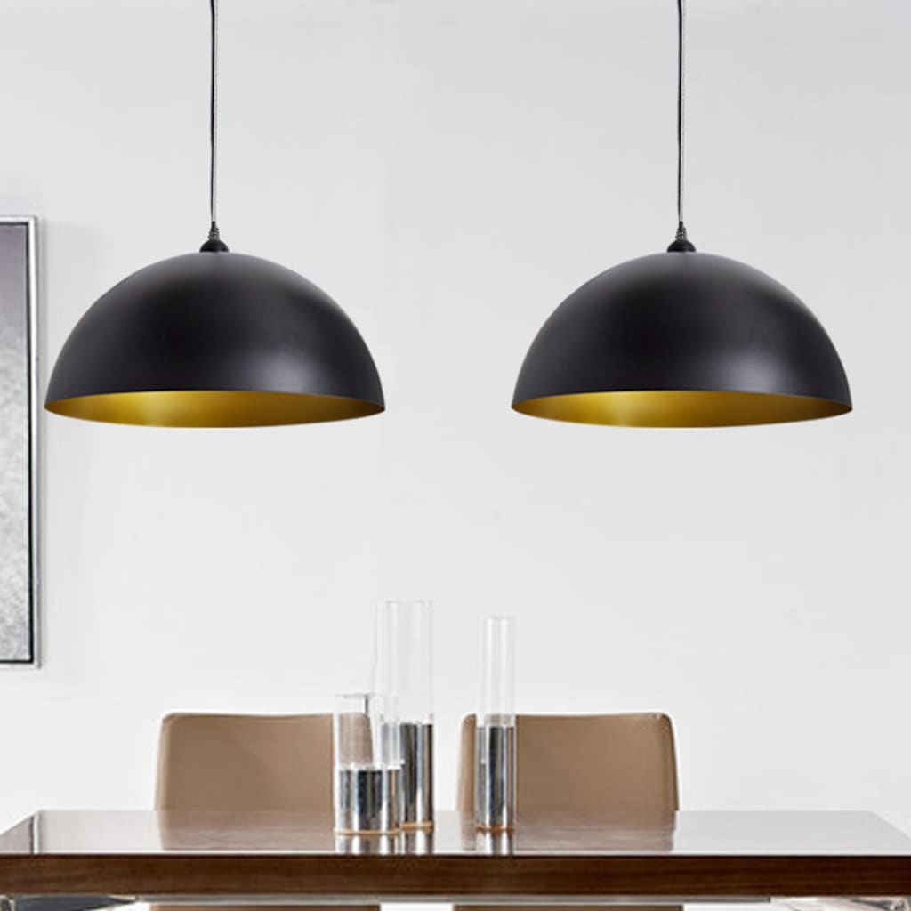 Ceiling light 2 pcs. Height adjustable Hemispherical Black