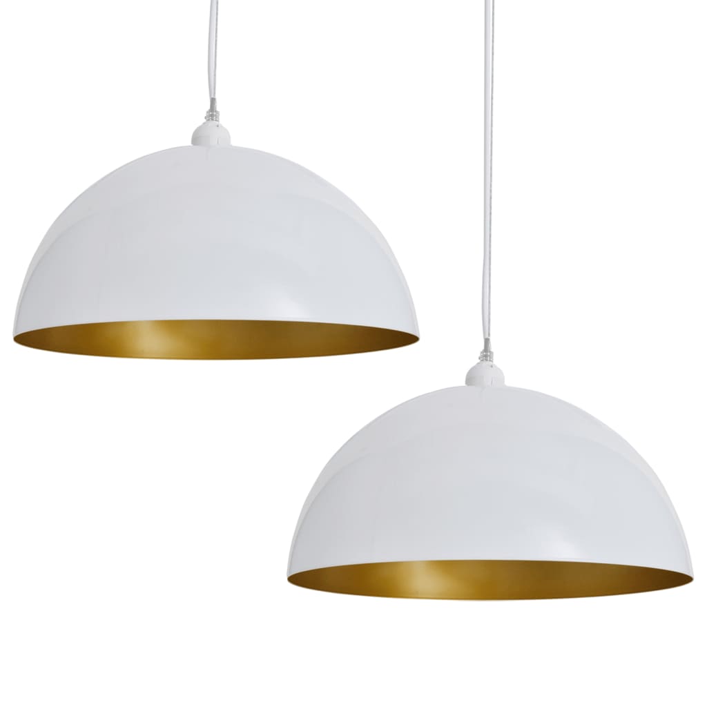 Ceiling Light 2 pcs. Height-Adjustable Hemispherical White