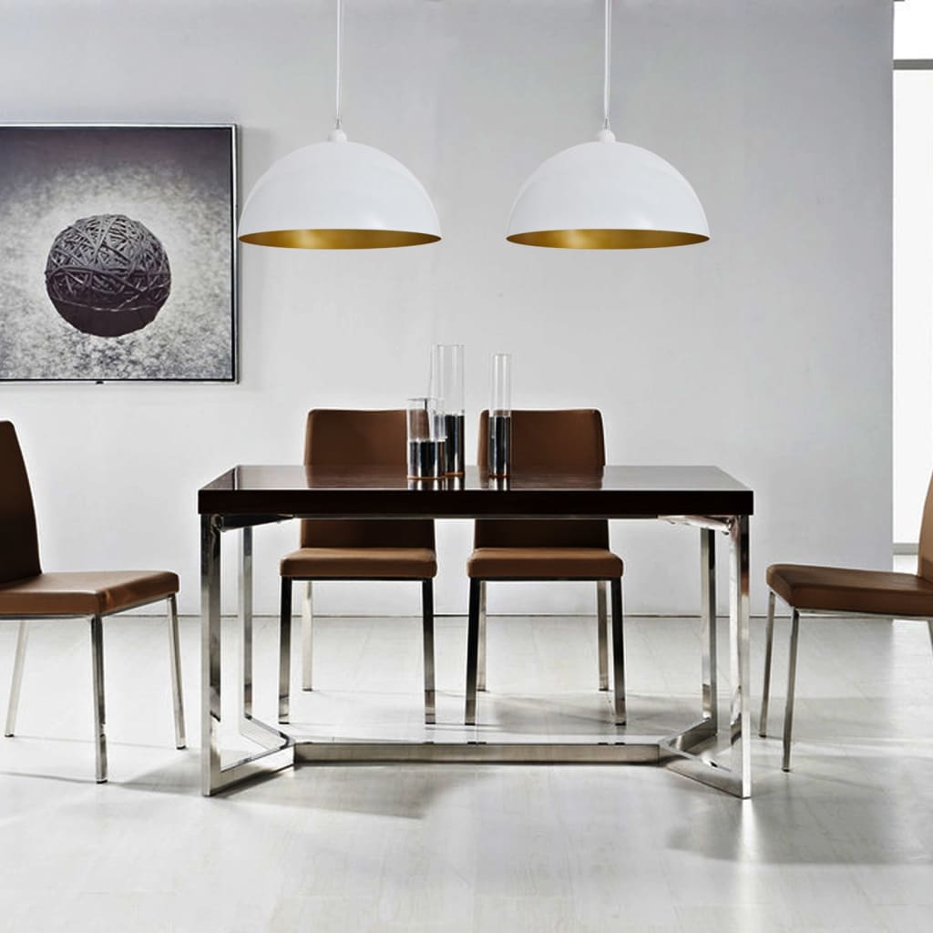 Ceiling Light 2 pcs. Height-Adjustable Hemispherical White