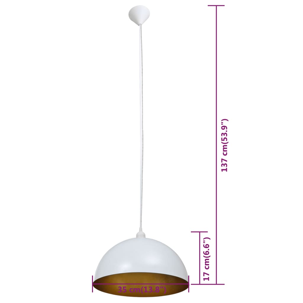 Ceiling Light 2 pcs. Height-Adjustable Hemispherical White