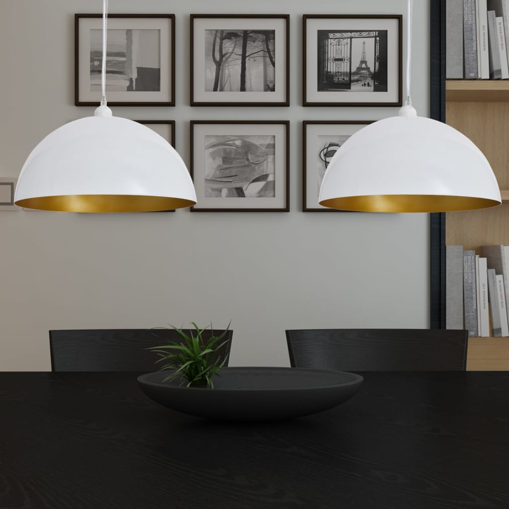 Ceiling Light 2 pcs. Height-Adjustable Hemispherical White