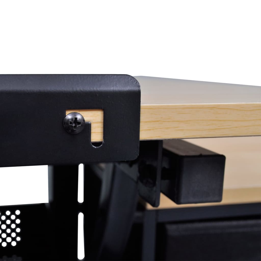 Drafting table with tiltable top, 3 drawers, and stool