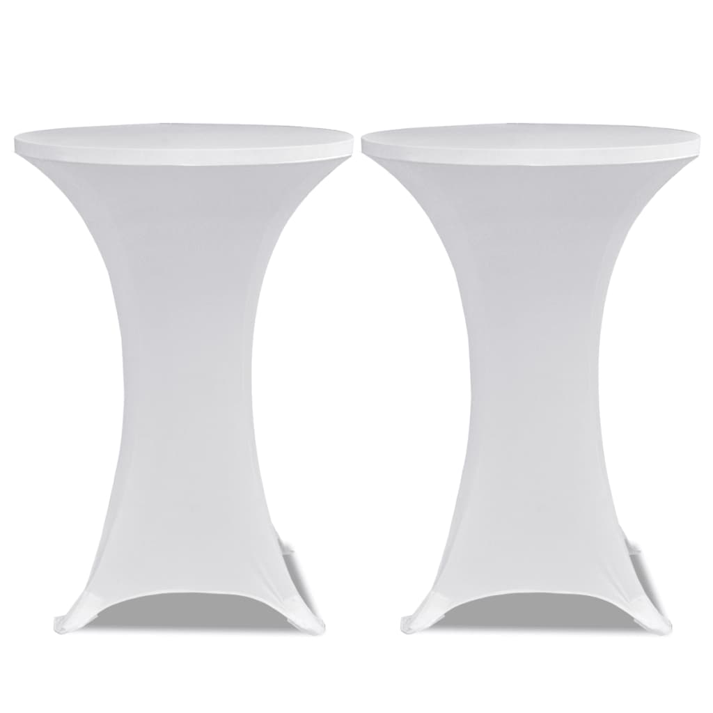 2 x housse de table pour mange-debout housse extensible Ø70 cm blanc