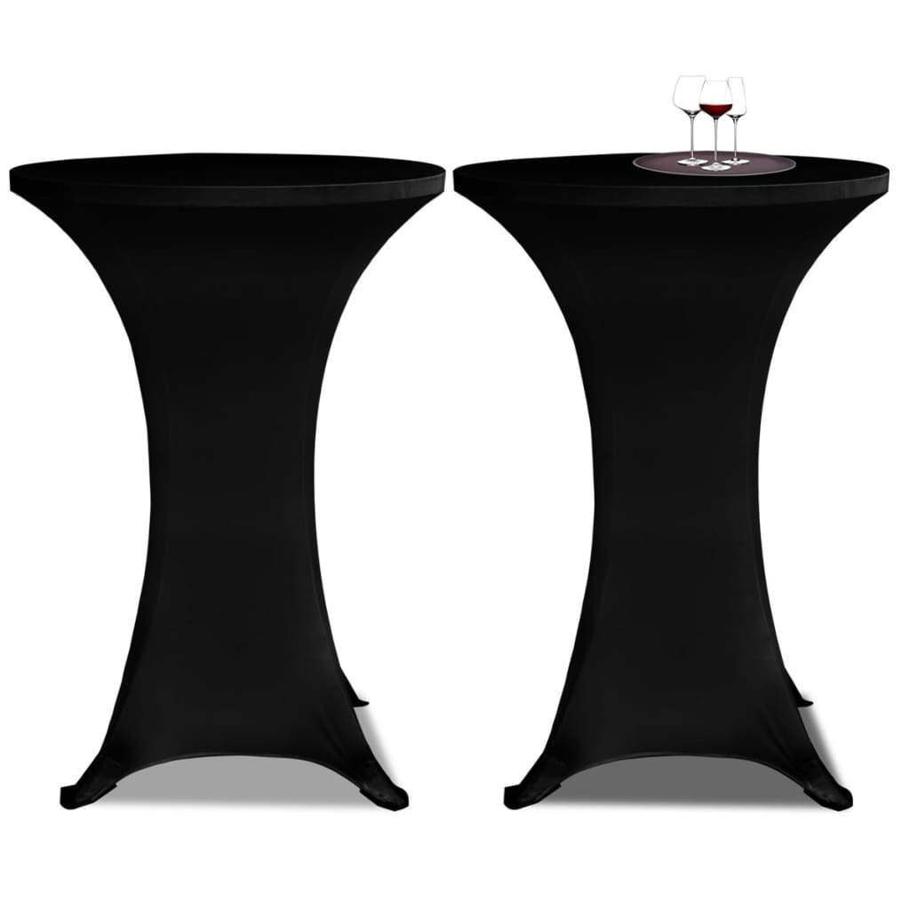 2 x Spandex Tablecloth for High Table Stretch Cover Ø80 cm Black