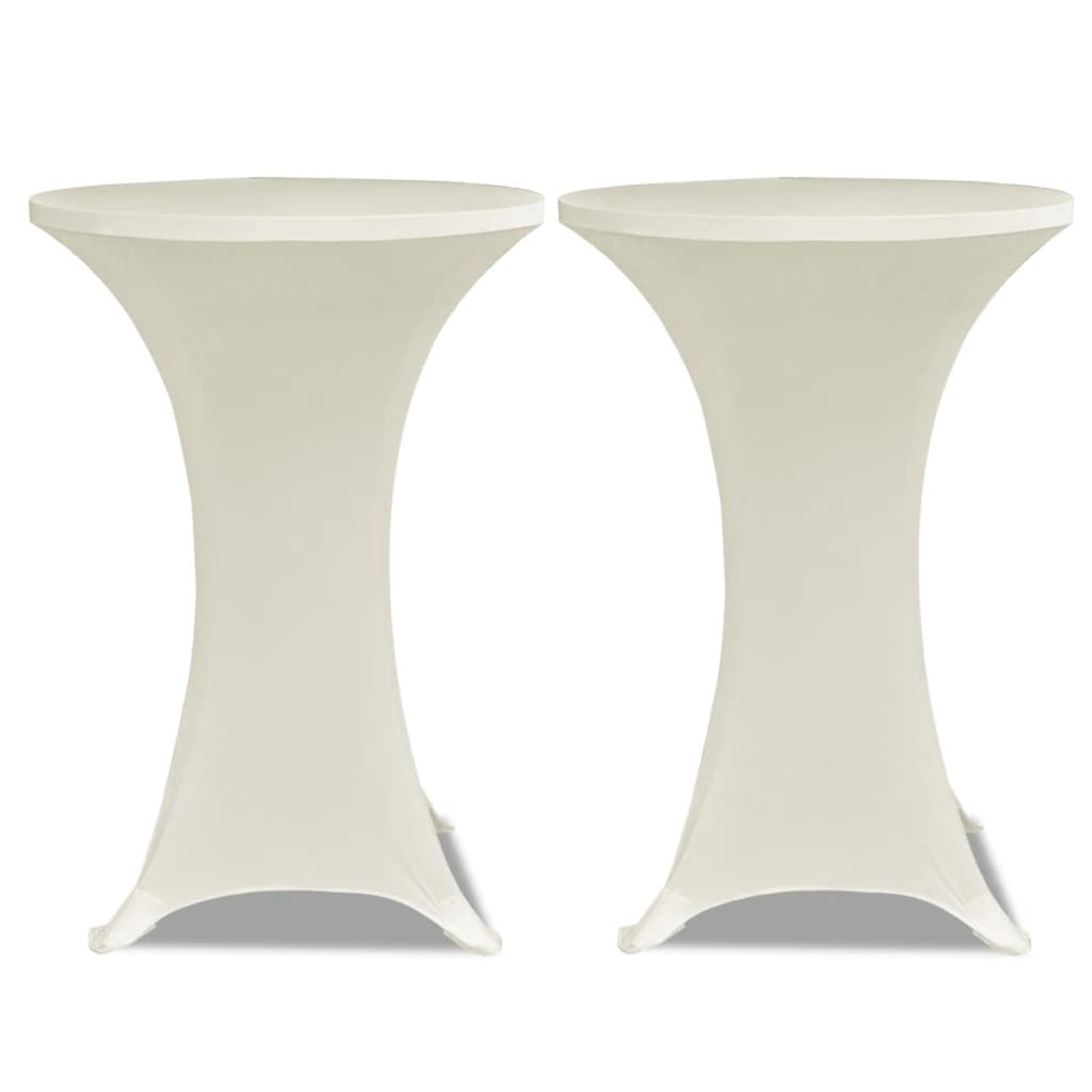2 x tablecloth for bar table stretch cover Ø60 cm cream-coloured