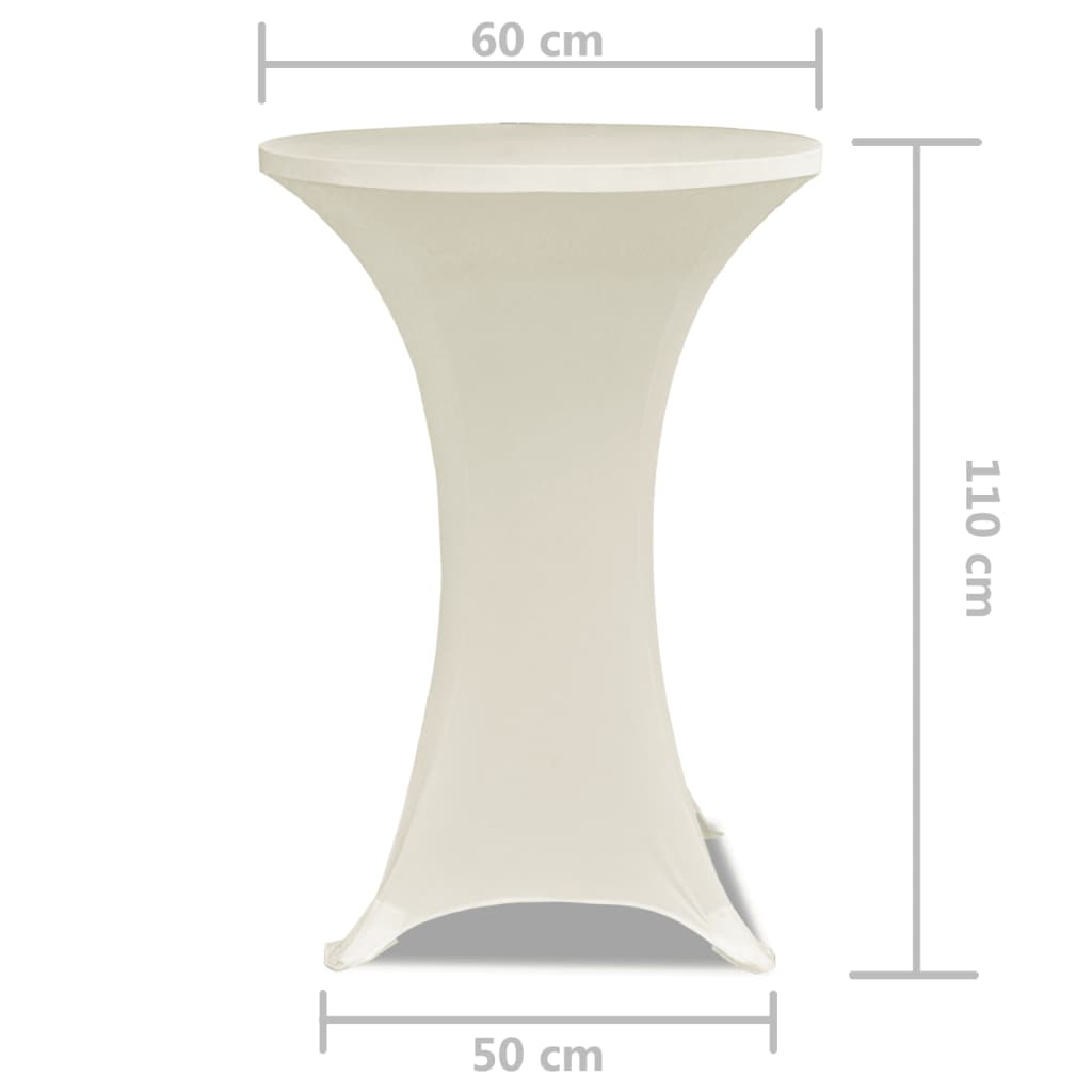 2 x tablecloth for bar table stretch cover Ø60 cm cream-coloured