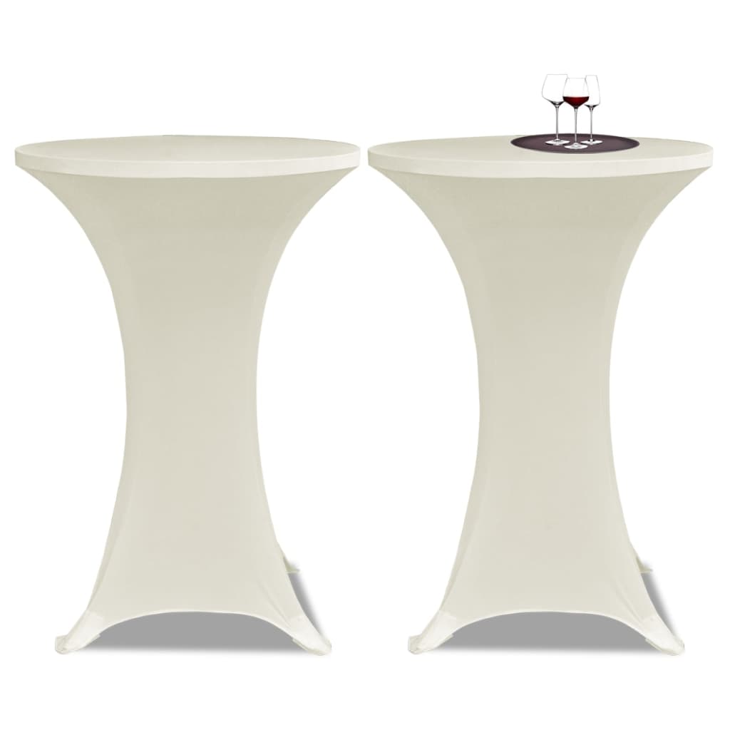 2 x tablecloth for bar table stretch cover Ø60 cm cream-coloured