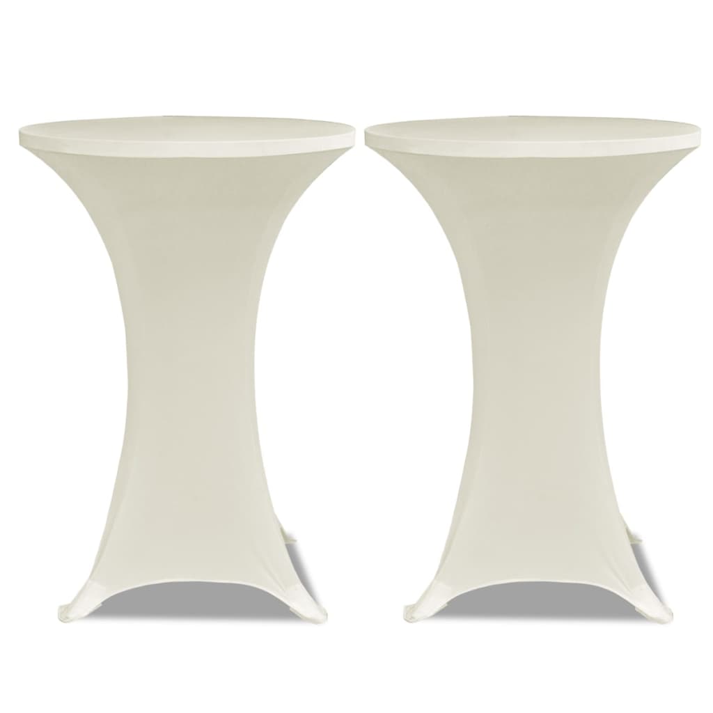 2 x stretch tablecloth for poseur table, Ø70 cm, cream-coloured