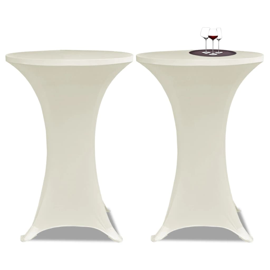 2 x stretch tablecloth for poseur table, Ø70 cm, cream-coloured