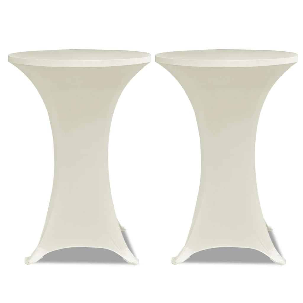 2 x Spandex Tablecloth for High Table Ø80 cm Cream