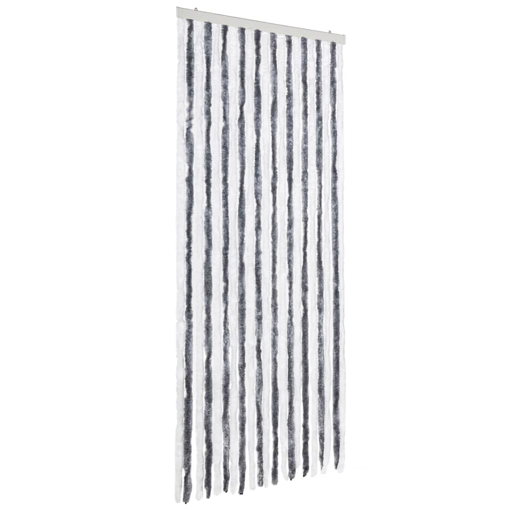 Rideau anti-insectes gris et blanc 90x220 cm Chenille